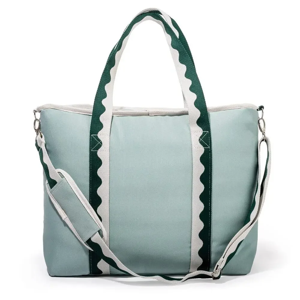 Business & Pleasure Co. Sage Green Scallop Holiday Cooler Tote NWT